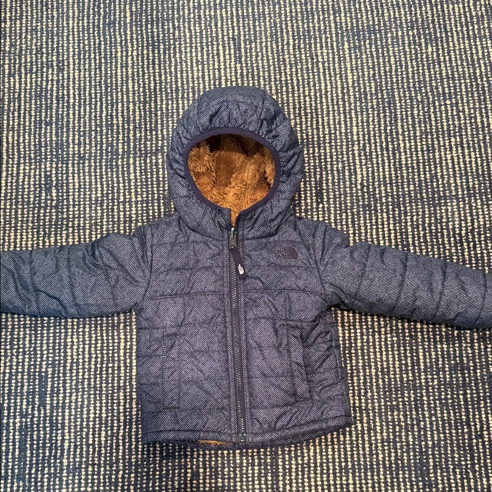 The North Face reversible Navy Quilted Hooded Jacket